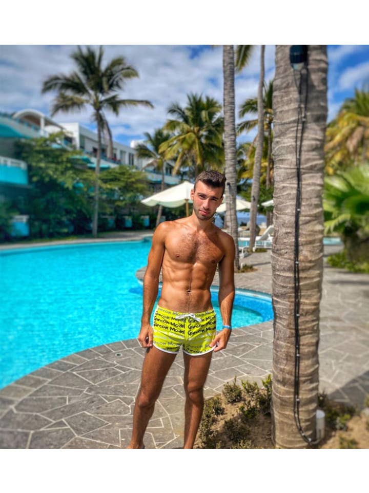 GARCON® Underwear – Engroshandel Badeshorts – Mænd – Gul Graffiti svømme kort1