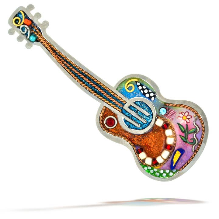 Seeka Jewelry and Judaica - Wholesale Broche - Seeka Sparkling Acoustic Folk Gitaar Broche Pin
