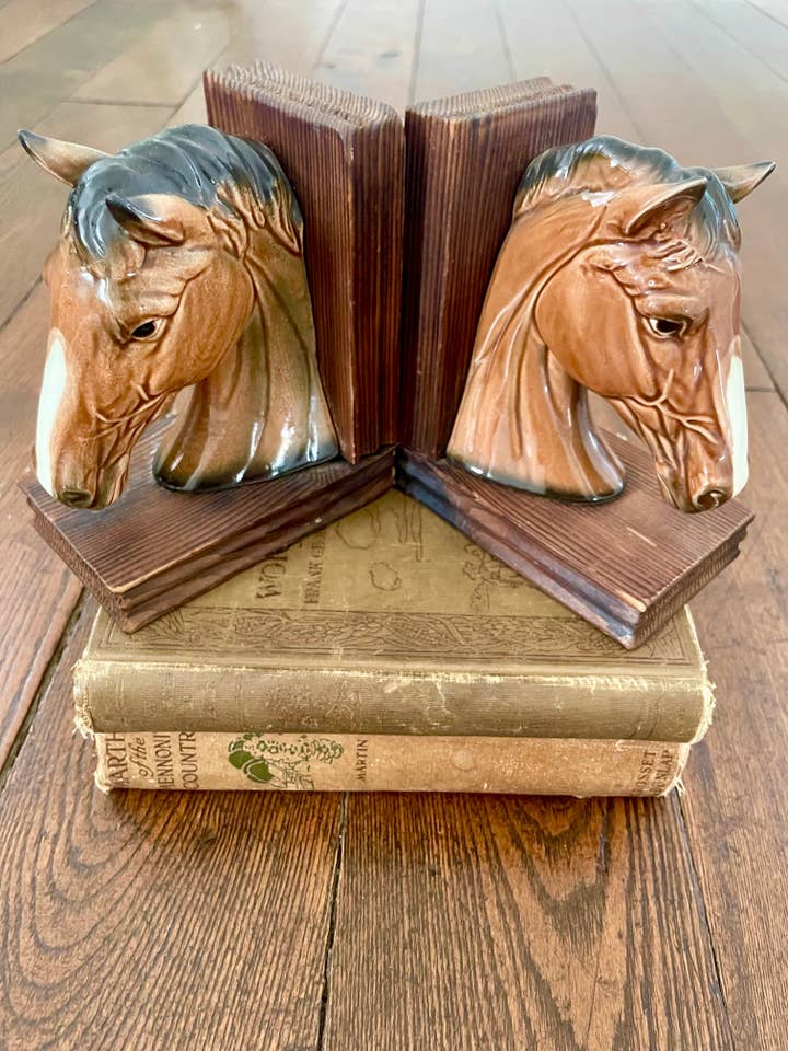 Vintage Horse Head Bookends for wholesale by Back Forty Rural Apparel & Goods