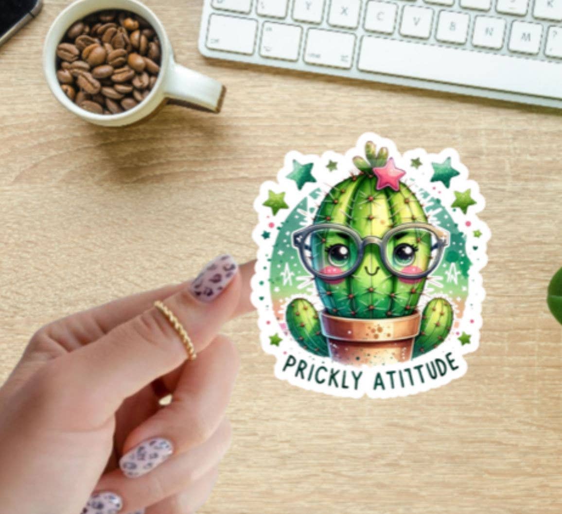 Blu Butterfly Stickers - Wholesale Sticker - Prickly Attitude Cactus Sticker1
