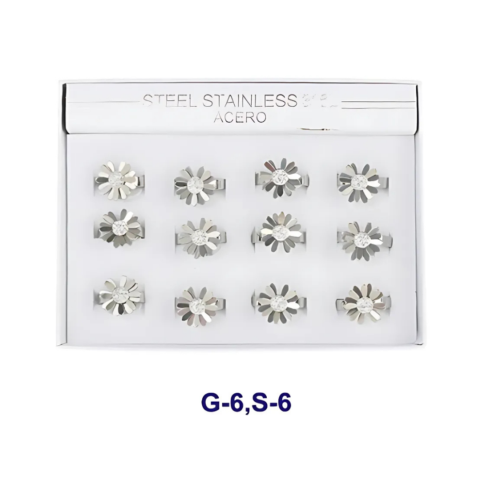 Atlas Fashion - Wholesale Band/Stacked Ring - Stainless Steel Daisy Ring1