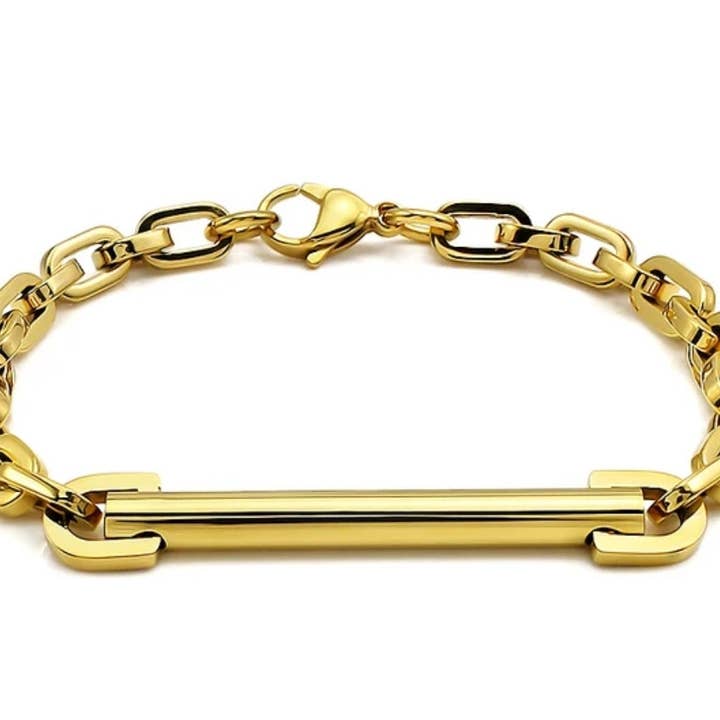 Pulseira Unissexo com Placa de Identificação em Corrente. por atacado de Diamond Veneer Travel Jewelry