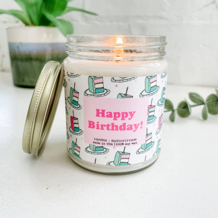 Moonlight Makers - Wholesale Jar/filled candle - Birthday Cake Candle - 100% Soy, 9oz - Vanilla & Buttercream2