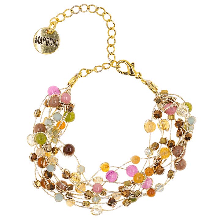 Marquet - Wholesale Beaded Bracelet - Reena Silk and Stone Bracelet with Printed Retail Price9