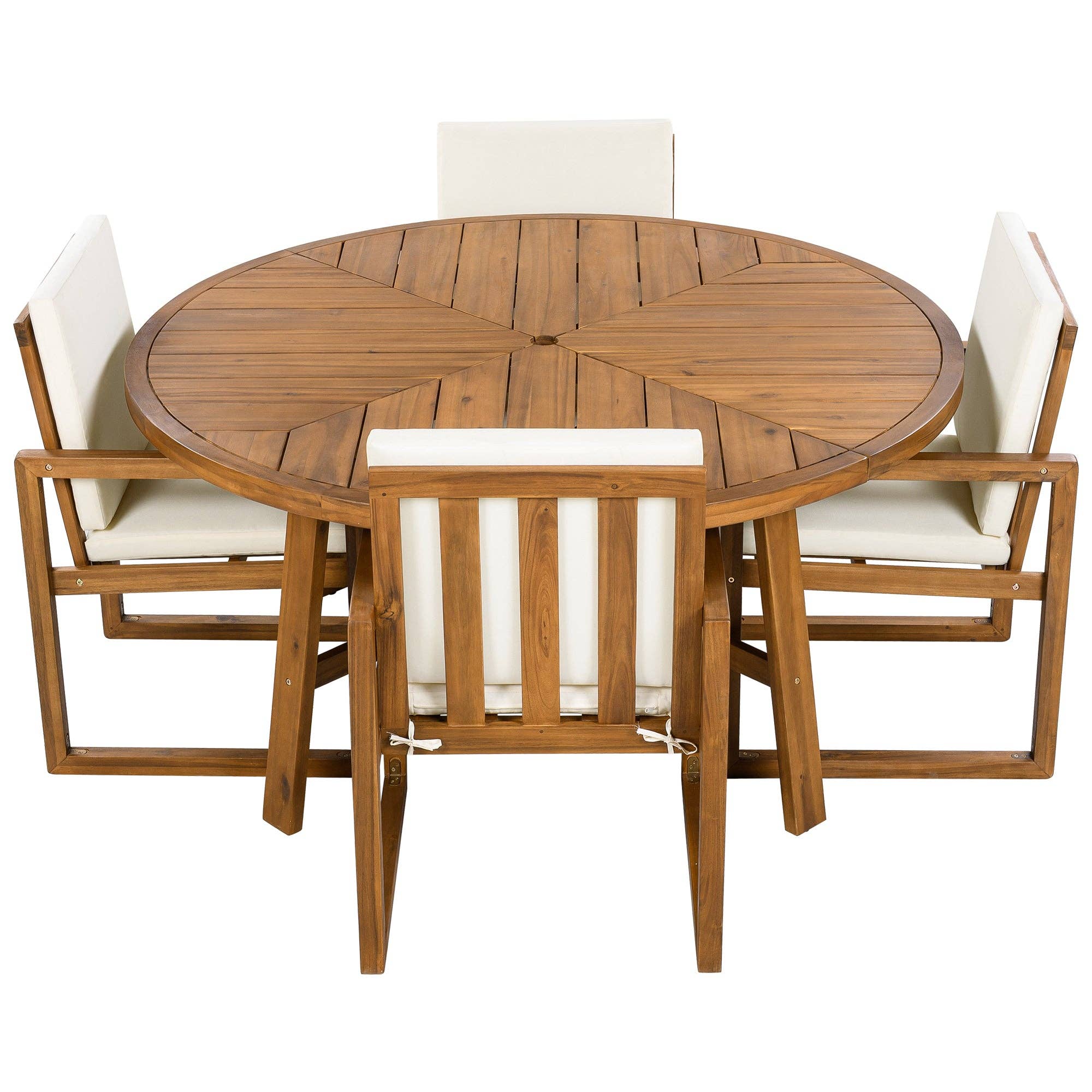 HOMYCASA DESIGN INC - Wholesale Patio Set - 5-Piece Outdoor Patio Dining Set Acacia Wood with Four Armchairs and Table, Beige10