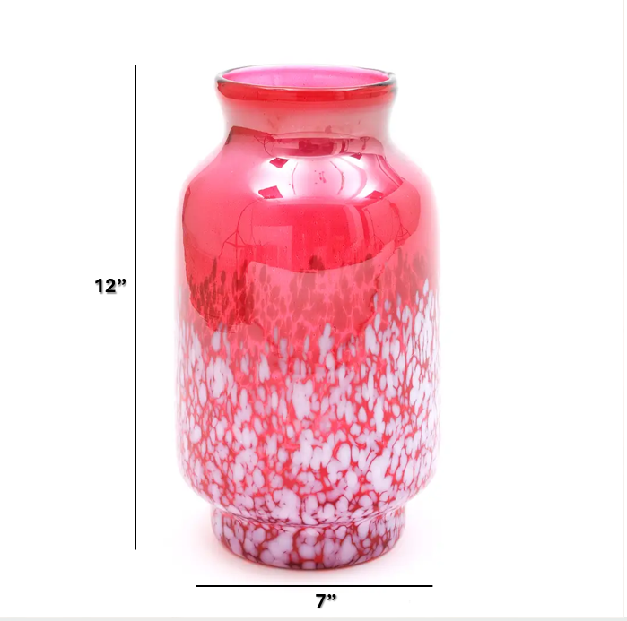 ExpoBazaar - Wholesale Vase - Vase | Ruby Luster With White Splutter Glass Vase | 7X12"6
