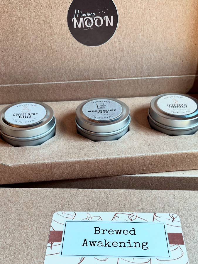 'Brewed Awakening' Mini Candle Gift Box for wholesale by Mourning Moon Candles
