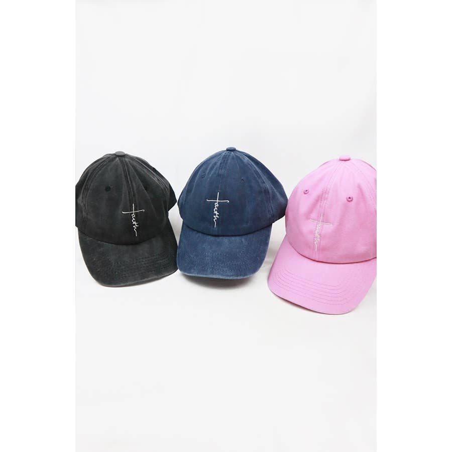 Love and Repeat - Wholesale Baseball Cap - Women's - Faith Embroidered Washed Baseball Cap5