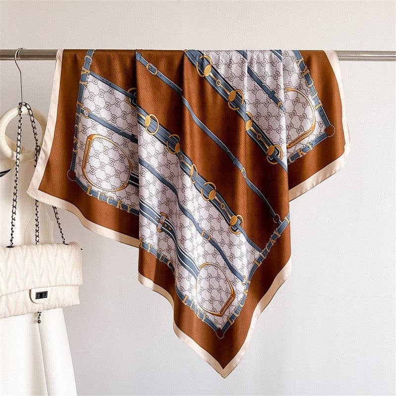 Mirazshoes WholeSale - Wholesale Scarf - Women's - Versatile Printed Square Silk Scarf1