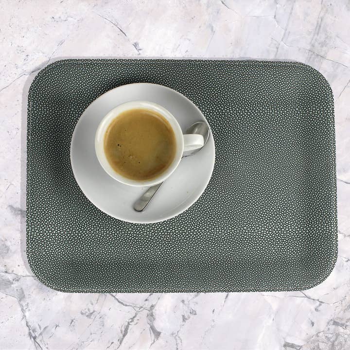 Large flat tray, artificial leather, stingray, blue serving tray for wholesale by Signature Home Collection GmbH