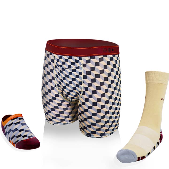 The Gamer 3D Cube Design Men's Boxer Brief and Socks Set for wholesale by Related Garments