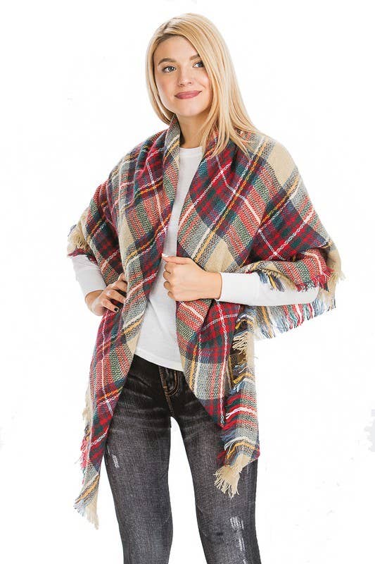 Cap Zone - Wholesale Scarf - Women's - Large Over Sized Plaid Printed Blanket Scarf and shawls8
