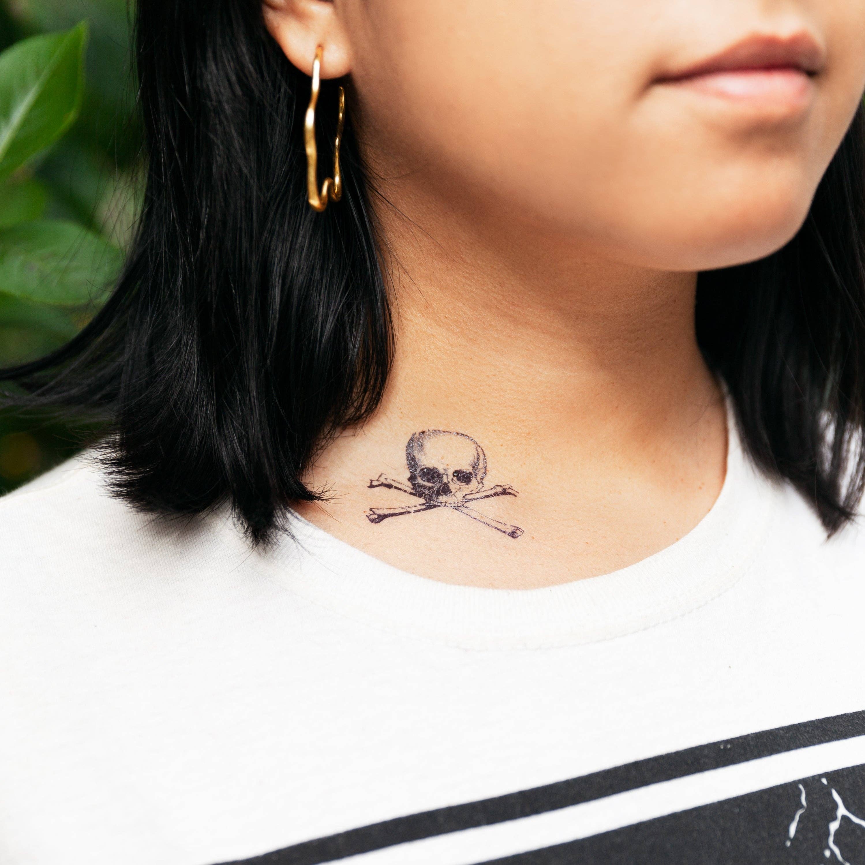 Tattly - Wholesale Temporary Tattoo - Cartolina Skull Tattoo Pair1
