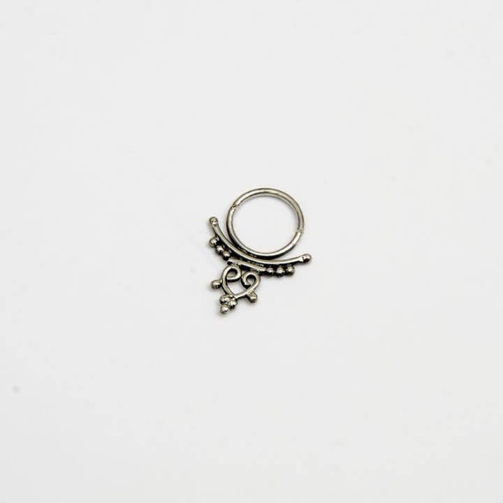 Omni Collection - Wholesale Single Stone/Solitaire Ring - Silver Heart Septum Ring
