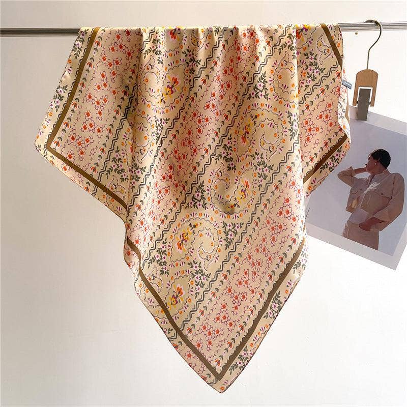 SueSilkHK - Wholesale Scarf - Women's - Summer Japanese prints 70cm square scarf, Silk textured scarf, Sun protection satin scarf, Neck scarf, Satin Shawl, Gift3