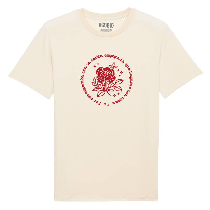 Agobio – Engroshandel T-shirt med print - Dame – DERFOR VENTEDE JEG MED ET GENNEMBLØDT ANSIGT PÅ, AT DU SKULLE ANKOMME MED ROSER1