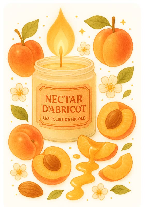 Les folies de Nicole - Wholesale Jar/Filled Candle - Gourmet Candle Apricot Nectar - New Version2