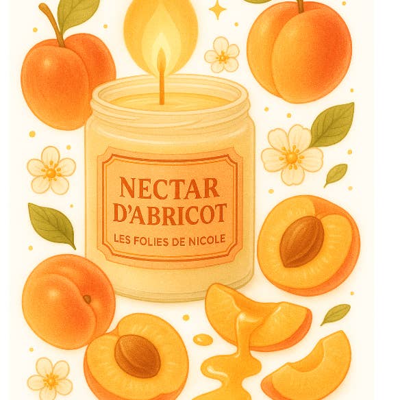 Les folies de Nicole - Wholesale Jar/Filled Candle - Gourmet Candle Apricot Nectar - New Version2