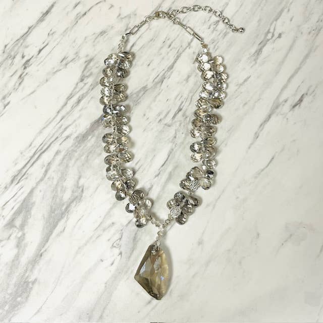 Faceted Crystal Teardrop Necklace with Crystal Pendant Drop for wholesale by Anita K By Blushing Pink