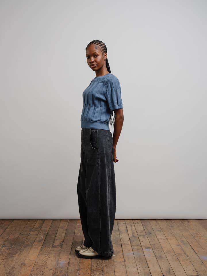 The Endery - Wholesale Knit Sweater - Women's - Chevron Ruben Tee - Delphinium2