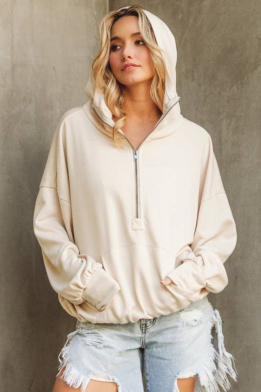 Vanilla Monkey - Wholesale Hoodie - Women's - Half Zip Lightweight French Terry Hooded Pullover1