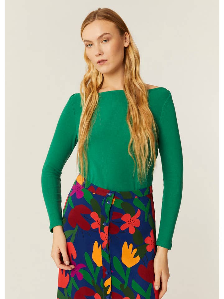 Pepaloves - Wholesale Knit Top - Women's - TOP CANALE CUELLO BARCA VERDE1