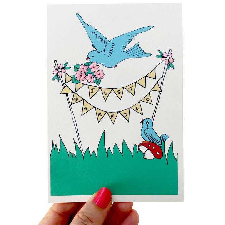 Carte de mariage - Just Married pour la vente par Rosie Wonders