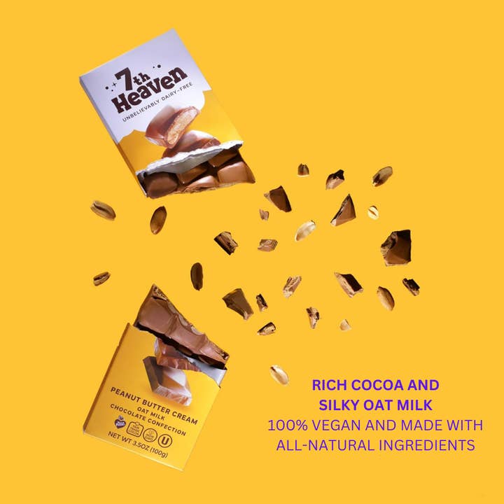 7th Heaven Chocolate - Wholesale Chocolate Bar - Vegan Oat Milk Chocolate Bar: Peanut Butter Cream, Non-Dairy1