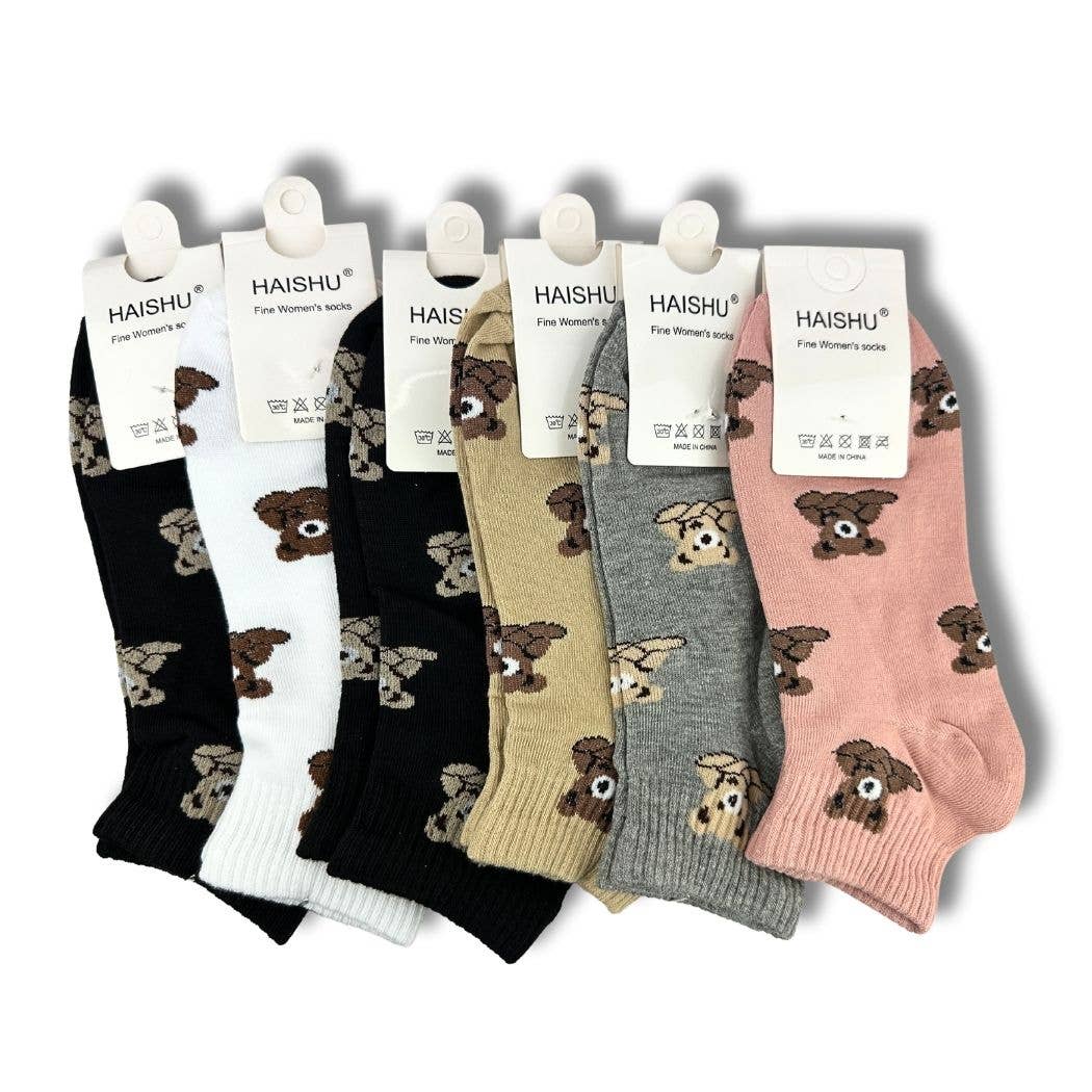 ZKY Wholesale - Wholesale Socks - Women's - Bear Print Ankle Socks0
