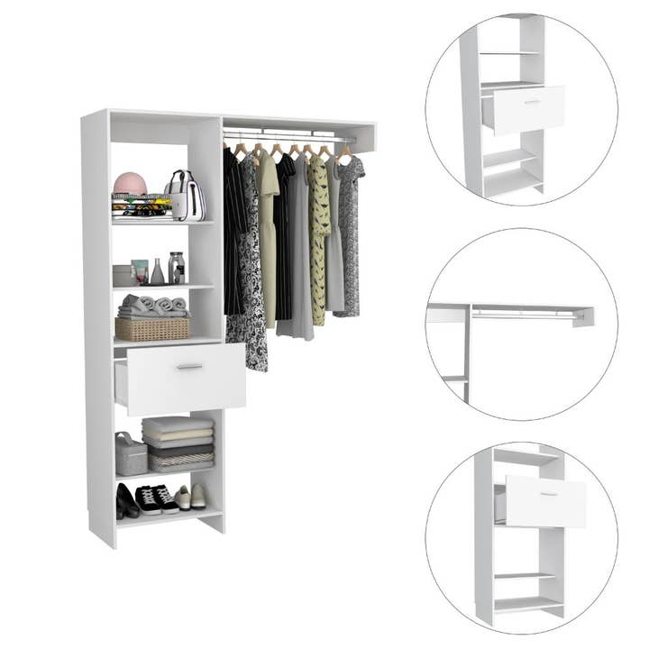 TUHOME FURNITURE - Wholesale Bedroom Furniture - Manchester 150 Closet System White