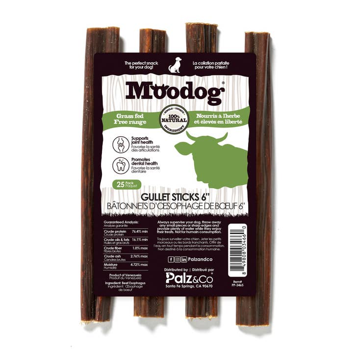 Palz&Co - Wholesale Pet Treats - Dog - Moodog Beef Gullet Sticks 6"-12" - Pack of 252