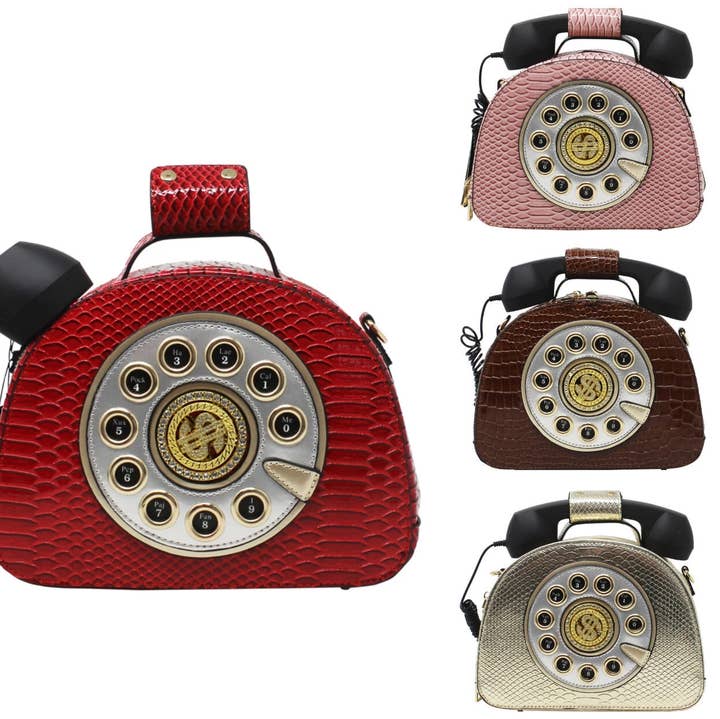 MB Fashion Wholesale - Wholesale Crossbody Bag - Women's - EVERY FASHION Vintage Telephone Handbag with Rotary Dial Design6
