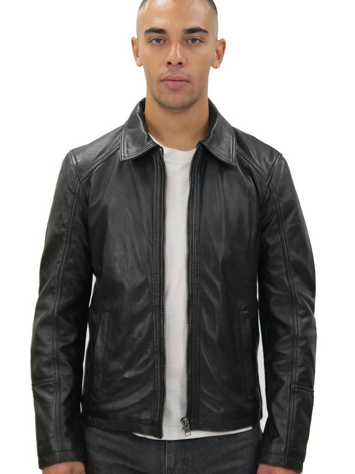 Infinity Leather (Upperclass Fashions Ltd) - Wholesale Leather Jacket - Men's - Mens Smart Classic Harrington Leather Jacket-New York