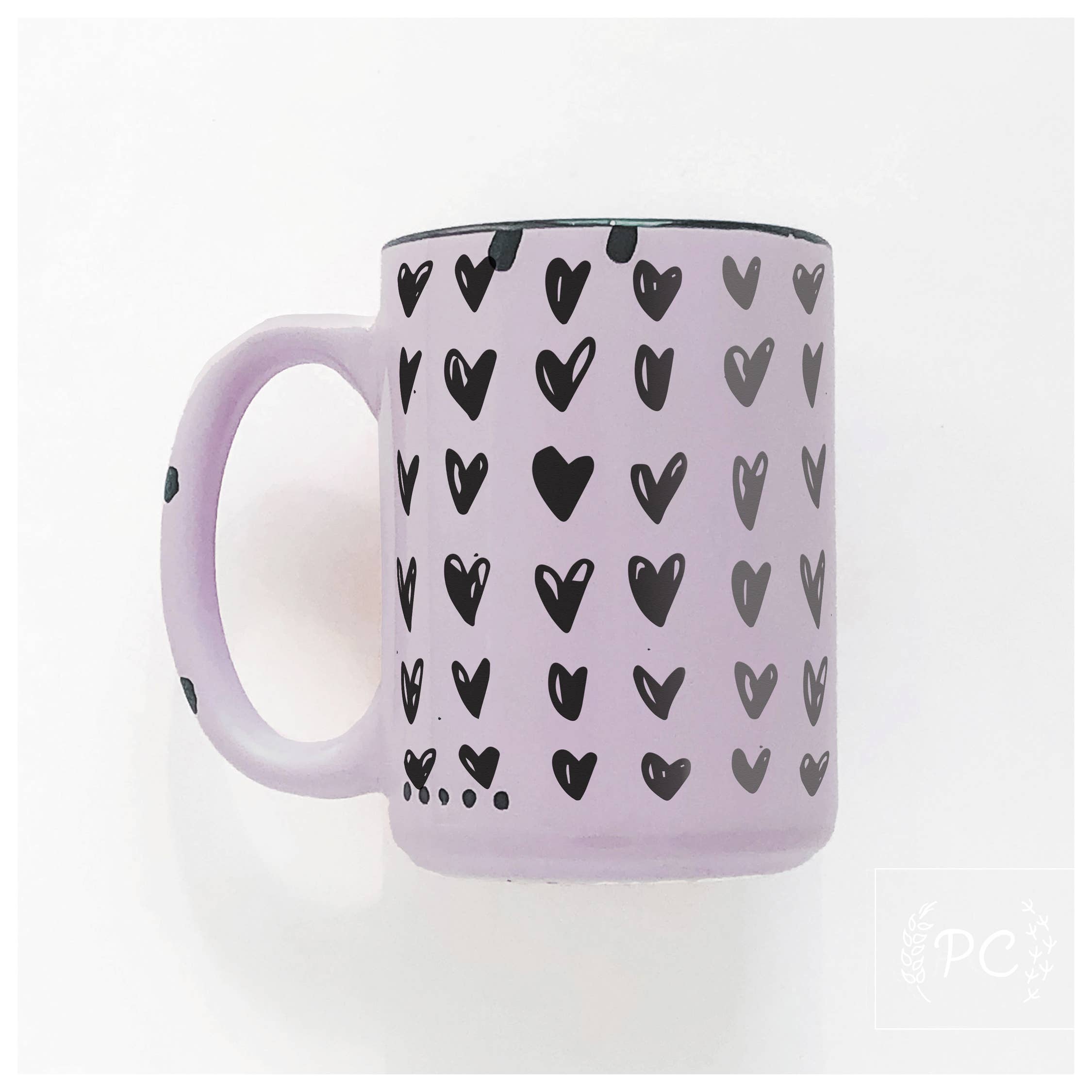 Prairie Chick Prints - Wholesale Coffee Mug - Hearts | Ceramic Mug4