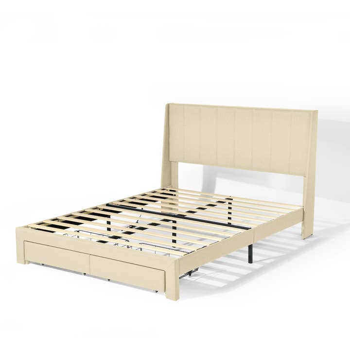HOMYCASA DESIGN INC - Wholesale Bed - Queen/Twin Bed Frame - Drawers, USB, Beige3