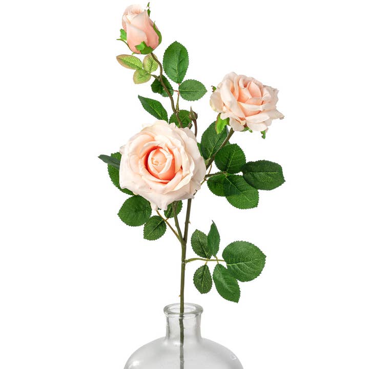 Haste de Flor Artificial Realista – Ramo de Rosas Cor-de-Rosa Blush de 30" por atacado de RC Home Decor