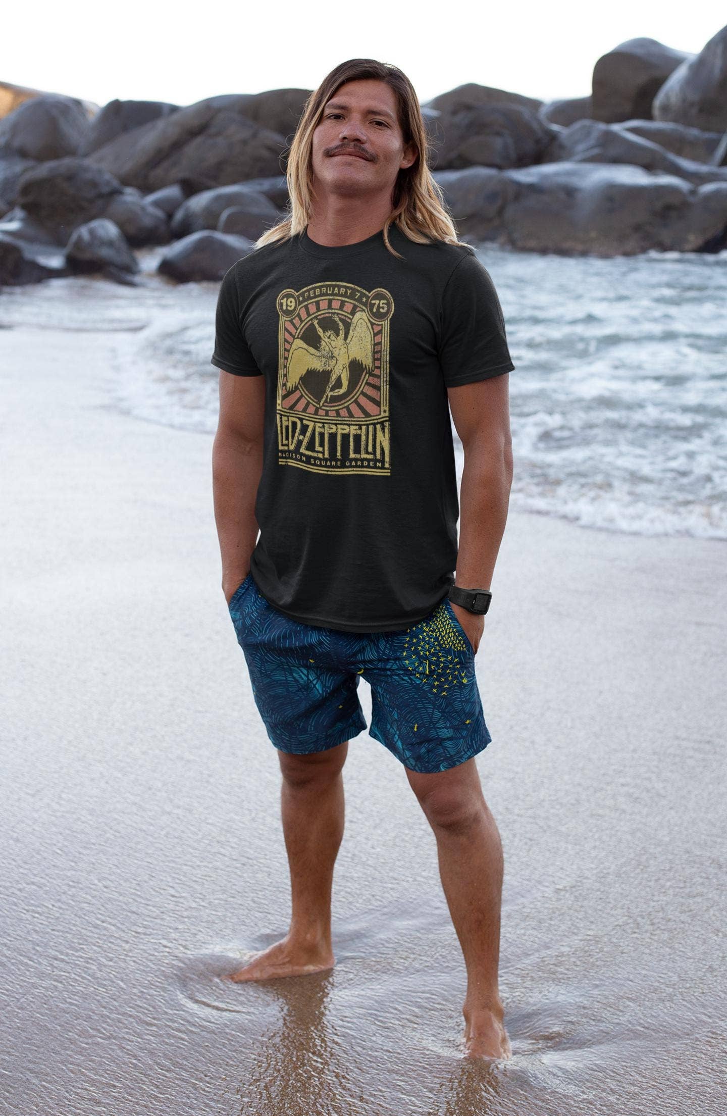 TheKingShirt - Wholesale Graphic Sweatshirt - Women's - Vintage Led Zeppelin Swan Song Concert Tee with Metallic Ink3