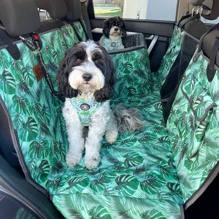 Dog Hammock Back Seat Cover | Tropical Leaves | Car 2-in-1 System for wholesale by Indie Boho