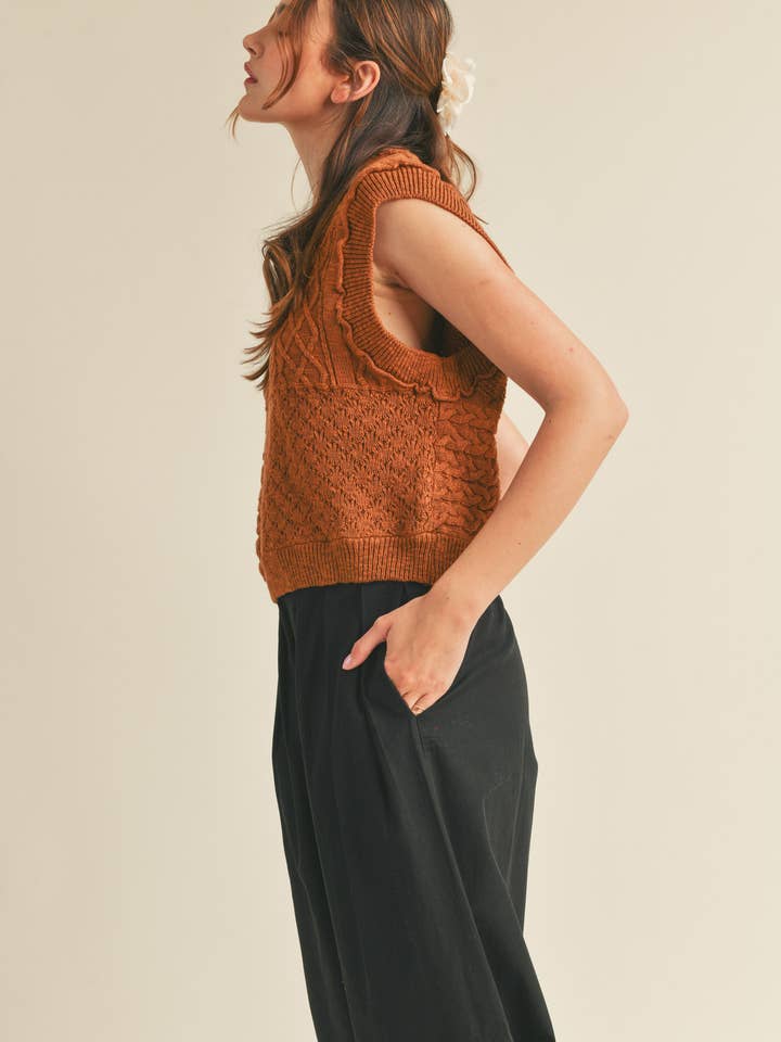 &MERCI – wholesale Tröjväst – Dam – MÖNSTRAD KABELSTICKAD VÄST MSW102236