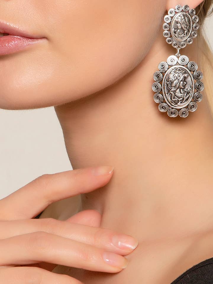 Brincos Estilo Boho Prateados Antigos por atacado de AVENS