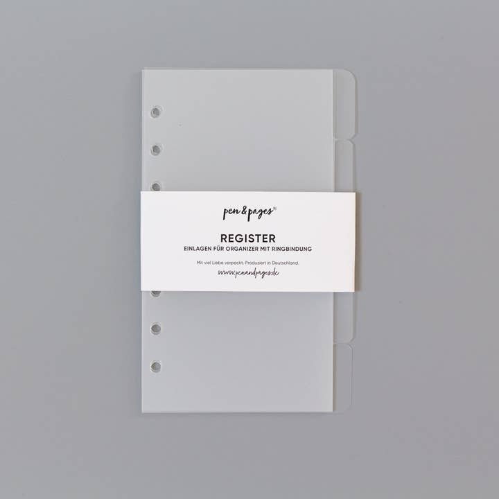 Register für Ringplaner - Tabs rechts - "transparent" - Personal für den Großhandel von pen & pages