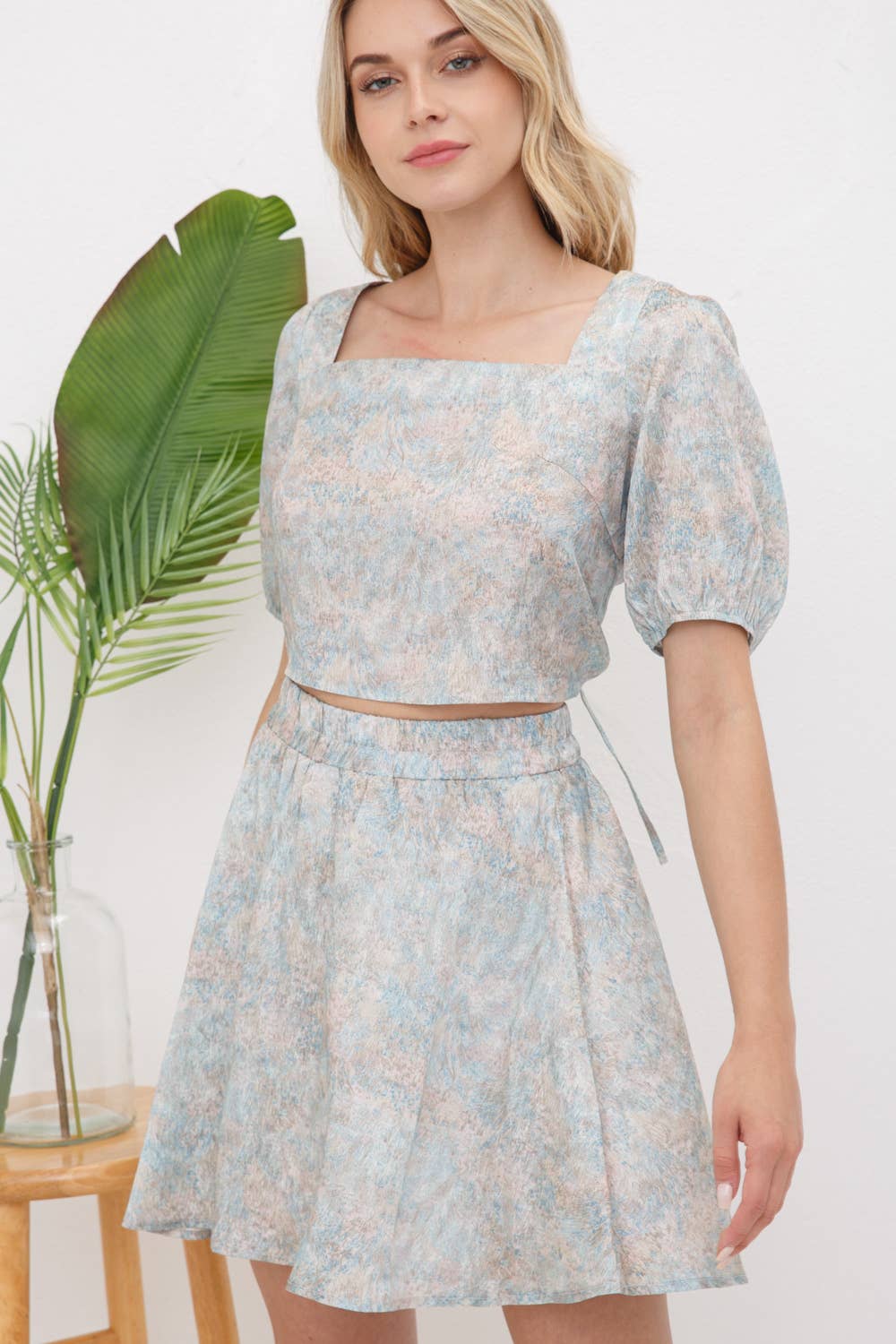 MINT 31365SET - Woven Round Tunnel Back Tie Elastic Skort Set for wholesale on Faire3