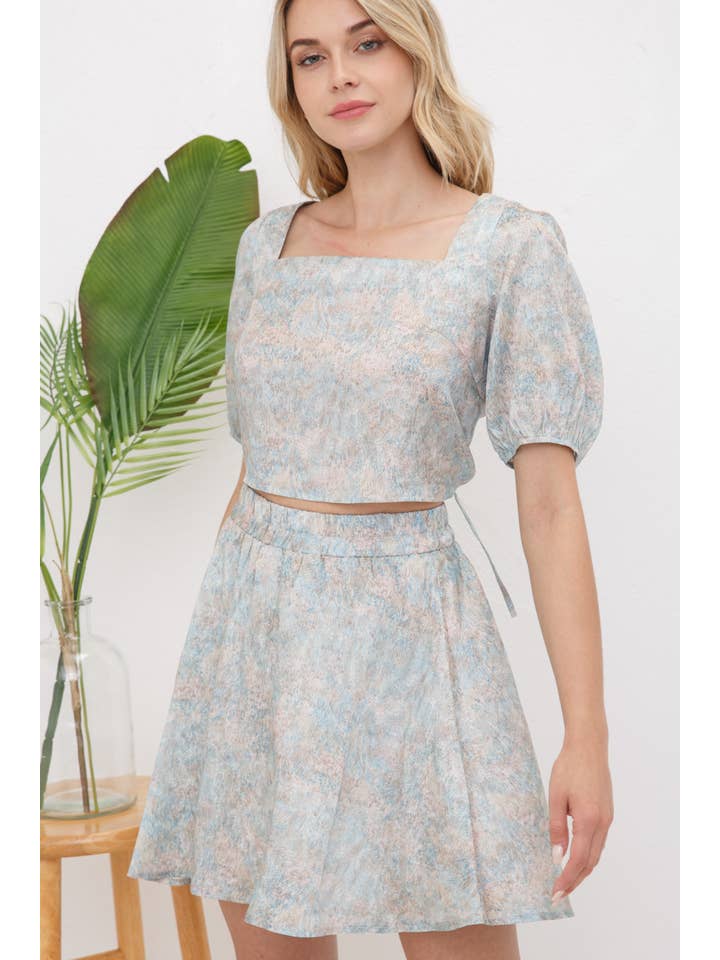 MINT 31365SET - Woven Round Tunnel Back Tie Elastic Skort Set for wholesale on Faire3