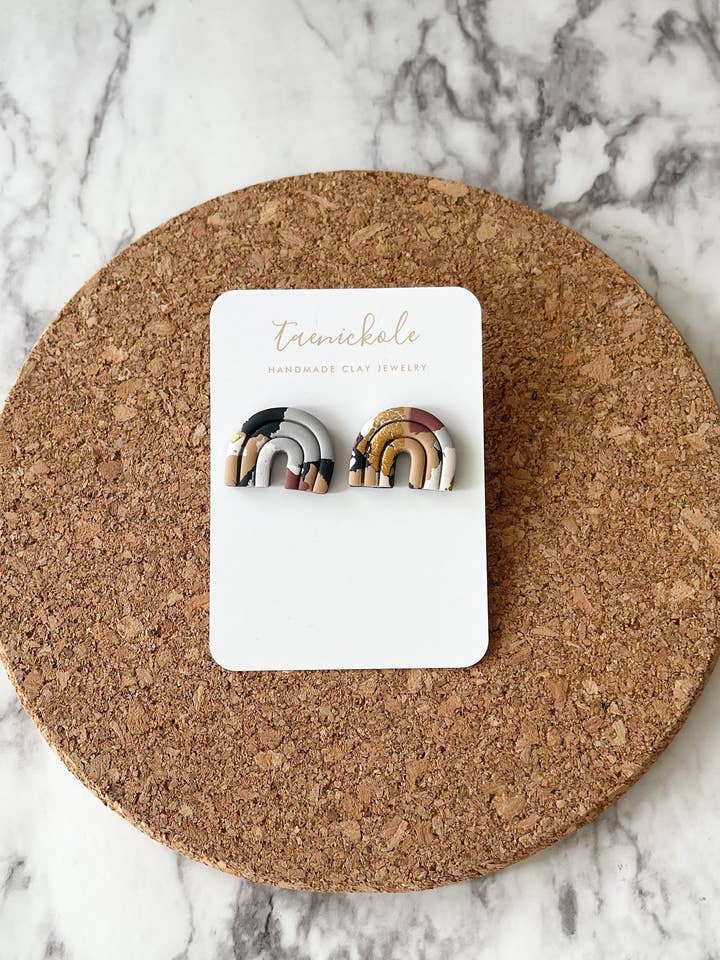 Polymer Clay Earrings | Hemingway Collection | Textured Arch Studs for wholesale by taenickole