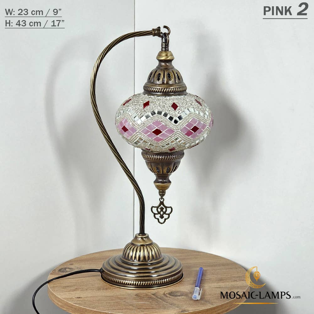 Mosaic Lamps - Wholesale Accent/Desk Lamp - 10+Colors - Gooseneck Large Globe Mosaic Table Lamp, Turkish61