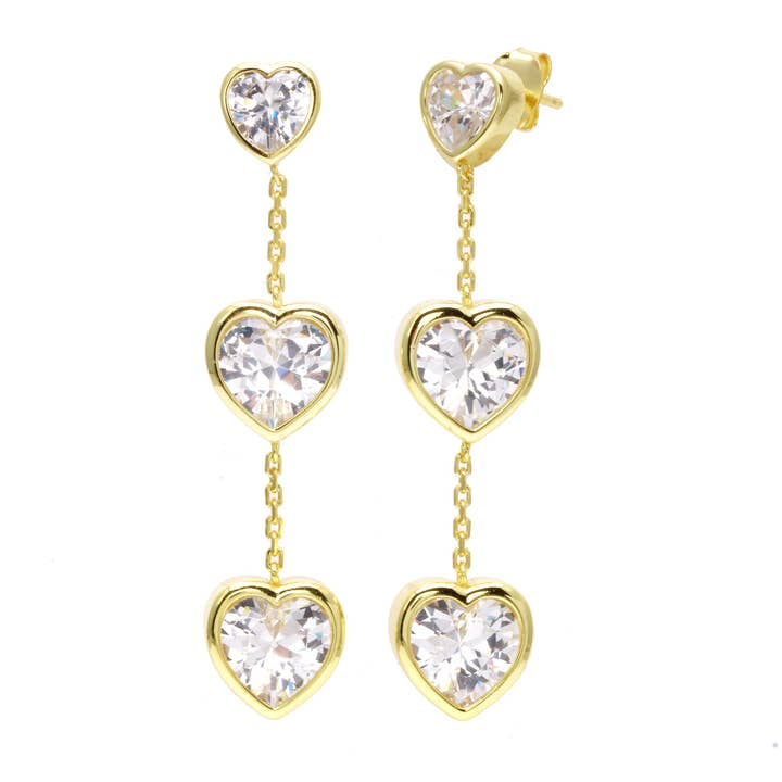 JTG Jewelry - Wholesale Dangle earrings - Triple Heart Drop Earrings