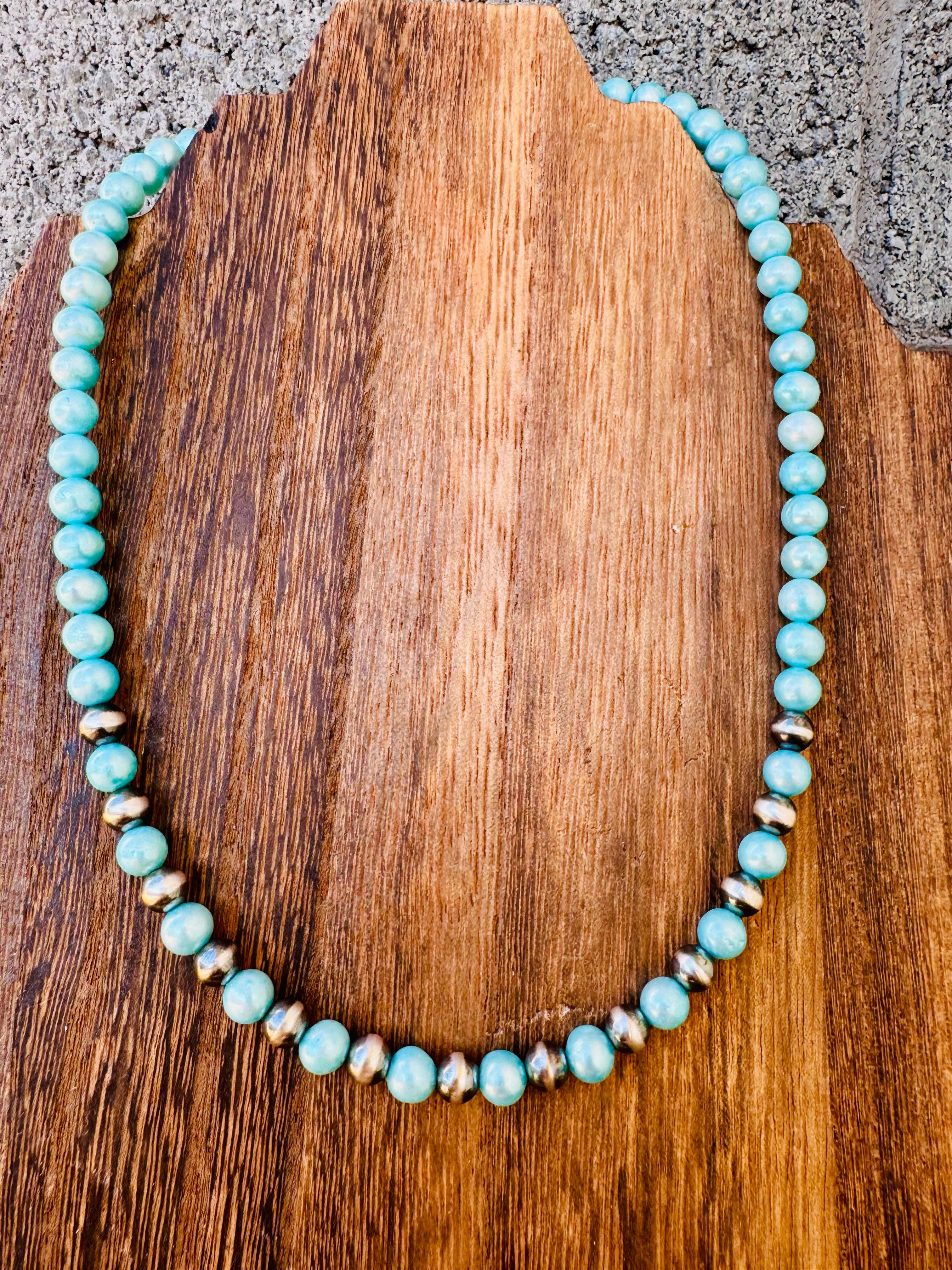 Wild Hancock Creations - Vente Collier de perles - Perles Navajo de 6 mm avec perles d'eau douce turquoise3