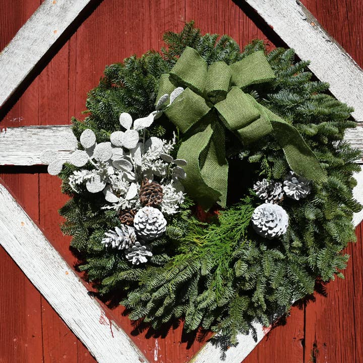 Evergreen Grace Wreath for wholesale by Champion Greens Forest farm