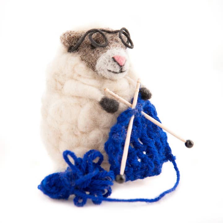Sew Heart Felt - Wholesale Decorative Tabletop Object - Knitting Sheep from Woolacombe