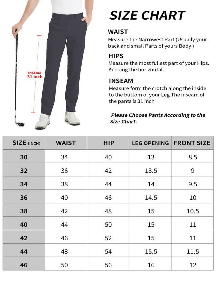 Qing Dao Lai Si Ma Te Fang Zhi You Xian Gong Si - Wholesale Pants - Men's - Men's Stretch Tech Performance Golf Pants Solid & Printed